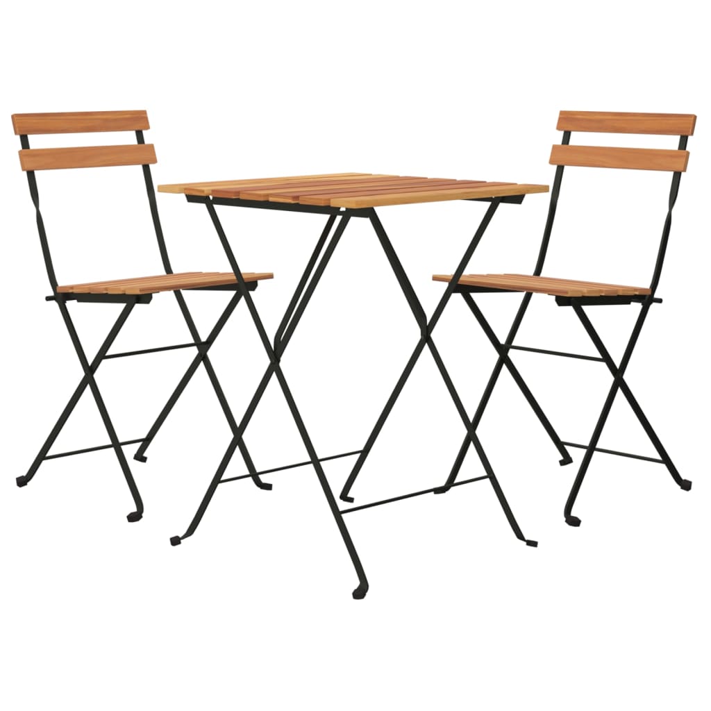 Set BistrÃ² Pieghevole 3 pz in Legno Massello di Teak e Acciaio