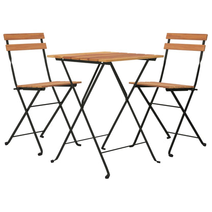 Set BistrÃ² Pieghevole 3 pz in Legno Massello di Teak e Acciaio
