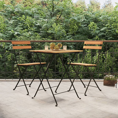Set BistrÃ² Pieghevole 3 pz in Legno Massello di Teak e Acciaio