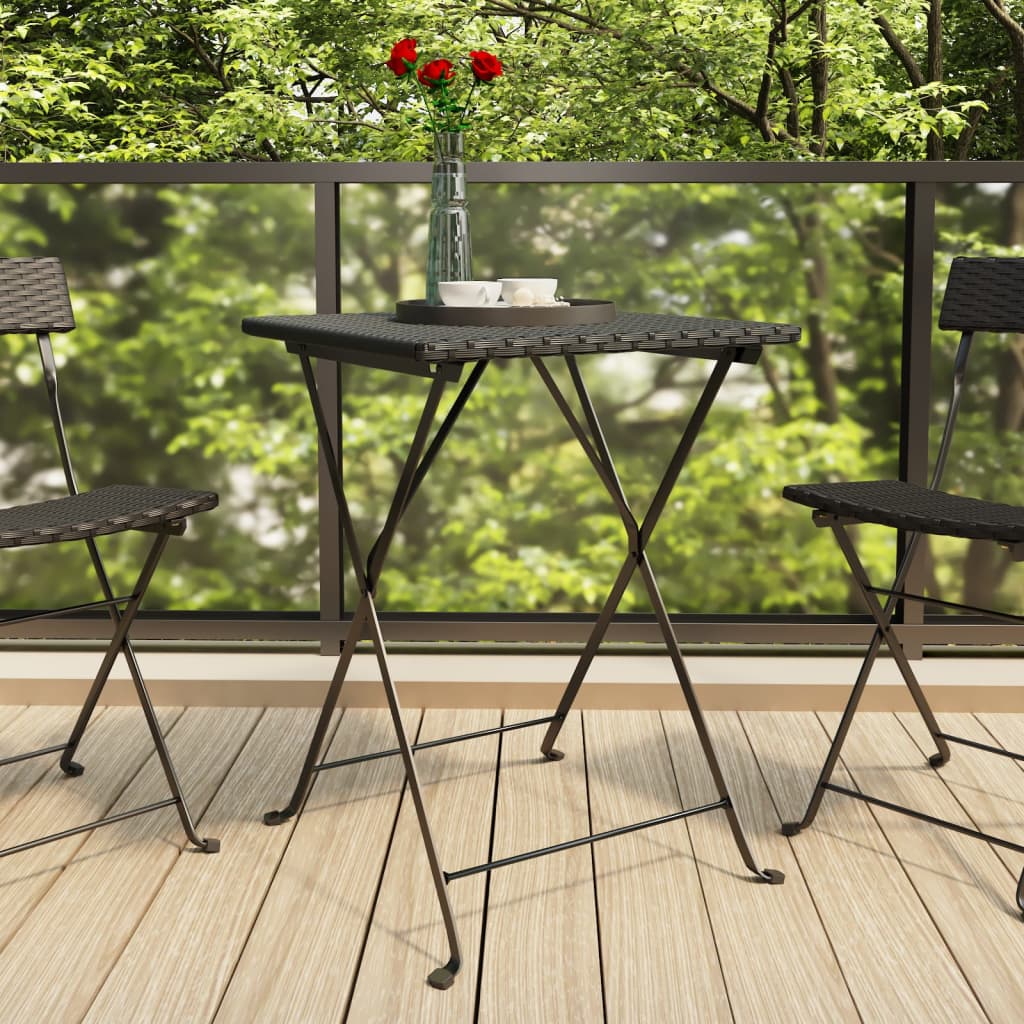 Tavolo Pieghevole da BistrÃ² Nero 55x54x71 cm Polyrattan
