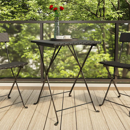 Tavolo Pieghevole da BistrÃ² Nero 55x54x71 cm Polyrattan