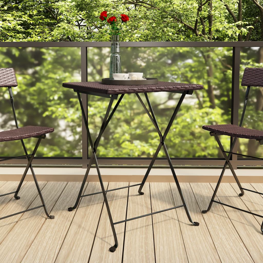 Tavolo Pieghevole da BistrÃ² Marrone 55x54x71 cm Polyrattan