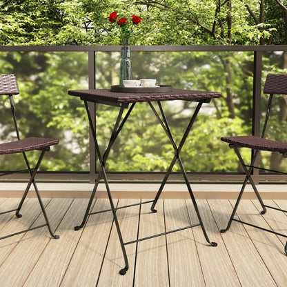 Tavolo Pieghevole da BistrÃ² Marrone 55x54x71 cm Polyrattan