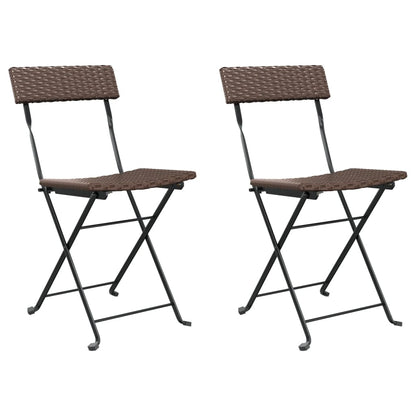 Sedie Pieghevoli da BistrÃ² 2 pz Marroni Polyrattan e Acciaio