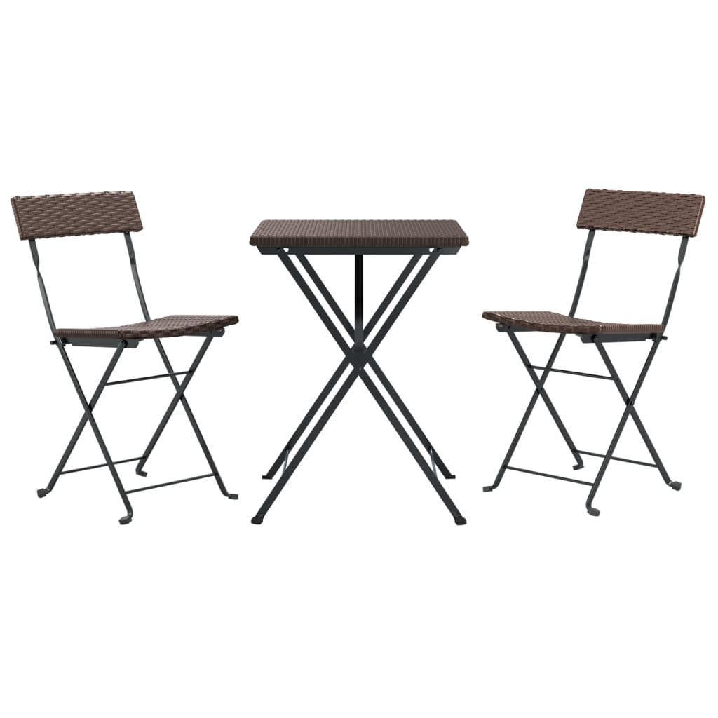 Set Pieghevole da BistrÃ² 3 pz Marrone in Polyrattan