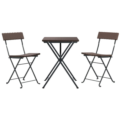 Set Pieghevole da BistrÃ² 3 pz Marrone in Polyrattan