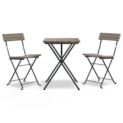 Set Pieghevole da BistrÃ² 3 pz Grigio in Polyrattan