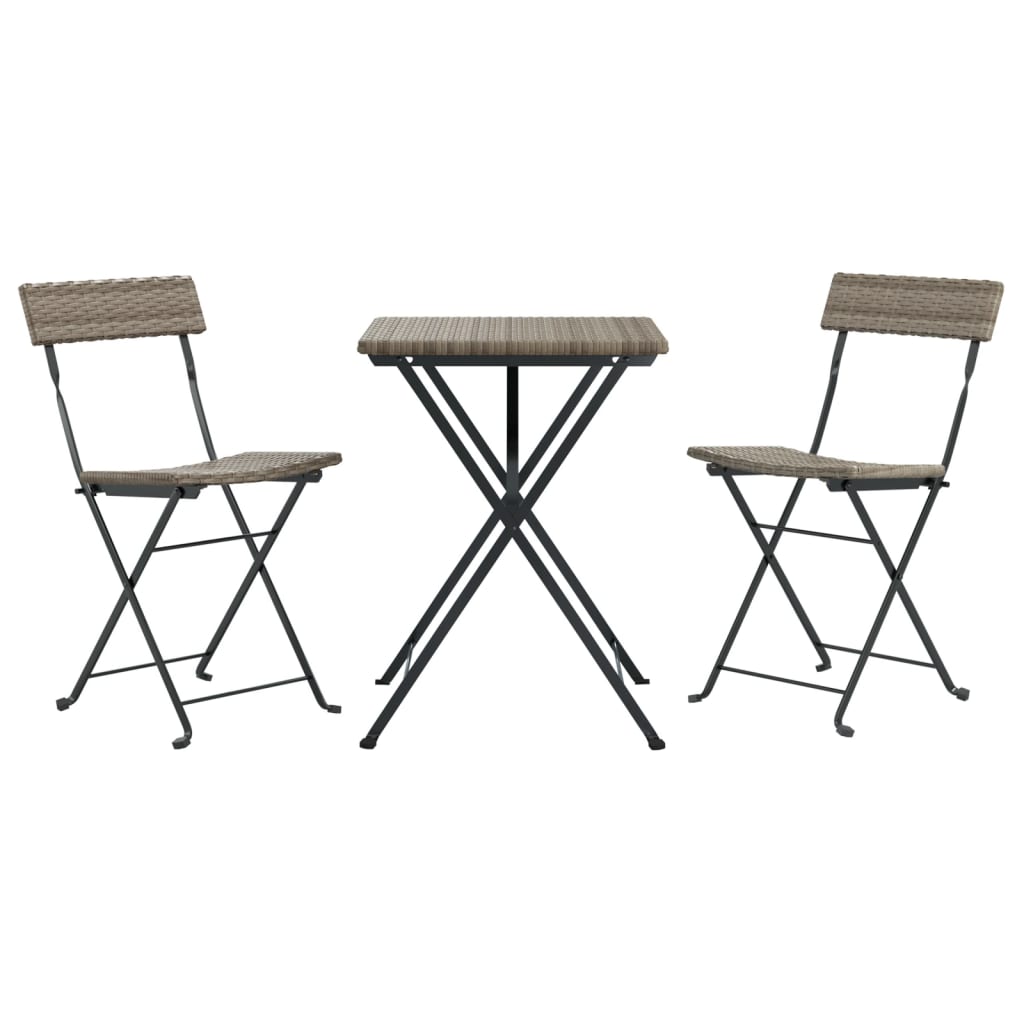 Set Pieghevole da BistrÃ² 3 pz Grigio in Polyrattan