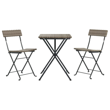 Set Pieghevole da BistrÃ² 3 pz Grigio in Polyrattan