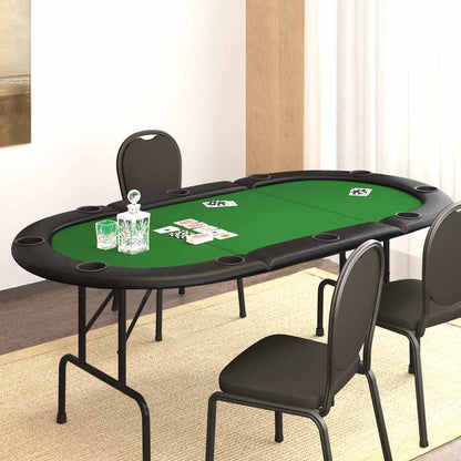 Tavolo da Poker Pieghevole 10 Giocatori Verde 207x106x76 cm