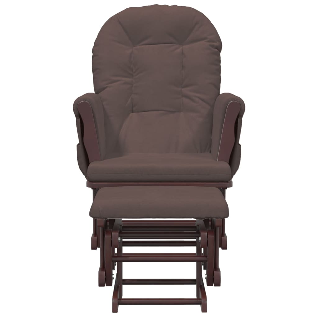 Poltrona Glider con Sgabello Marrone in Tessuto