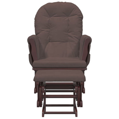 Poltrona Glider con Sgabello Marrone in Tessuto