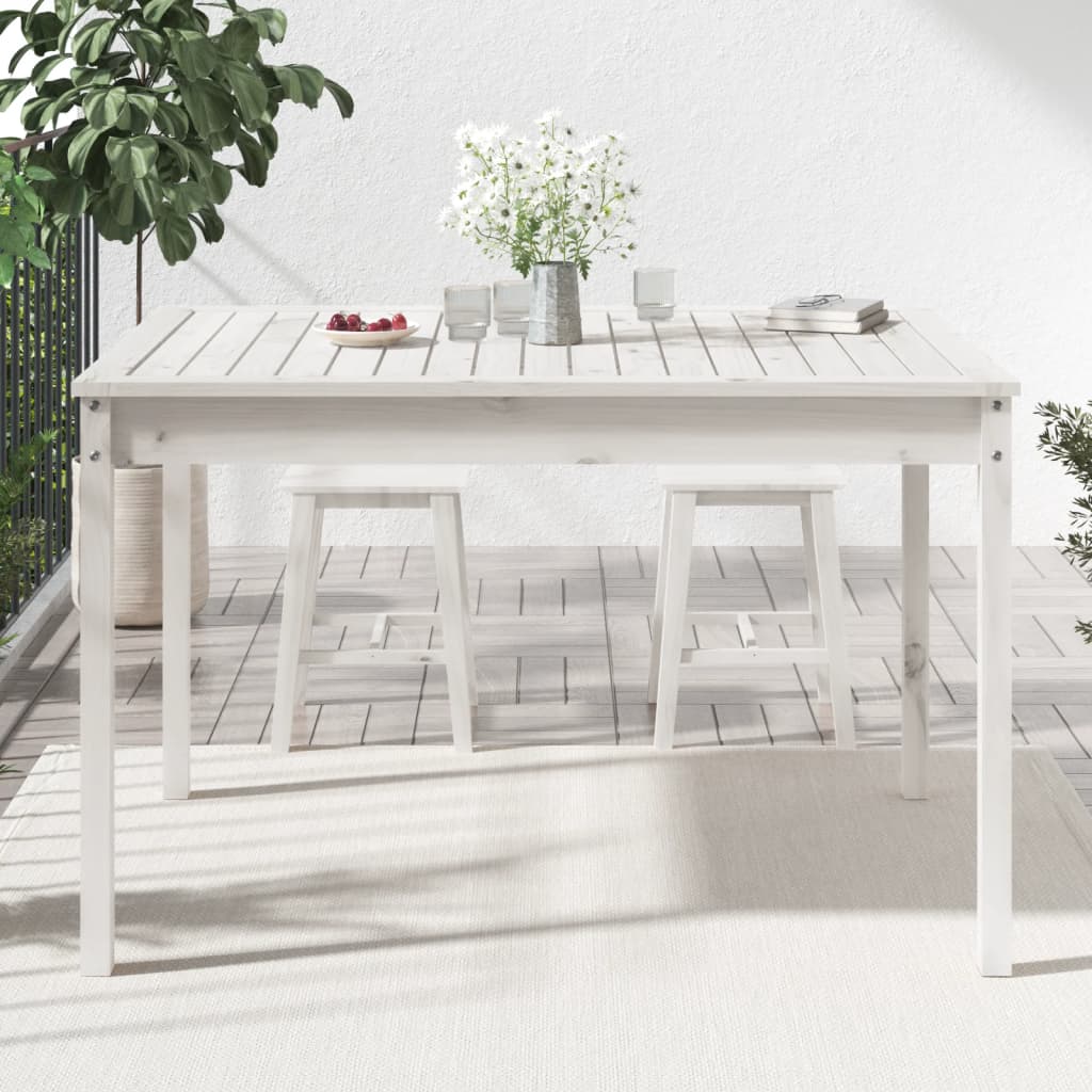 Tavolo da Giardino Bianco 121x82,5x76 cm Legno Massello di Pino