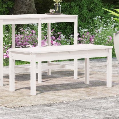 Panca da Giardino Bianca 109x44x45 cm Legno Massello di Pino