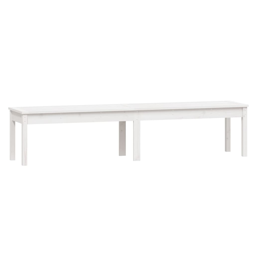 Panca Giardino 2 Posti Bianca 203,5x44x45cm Legno Massello Pino