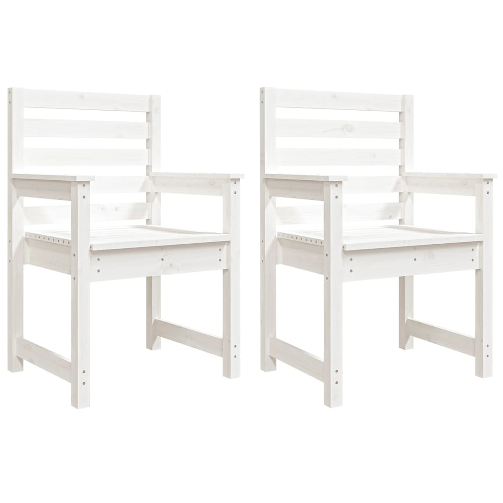 Sedie da Giardino 2pz Bianche 60x48x91cm Legno Massello di Pino