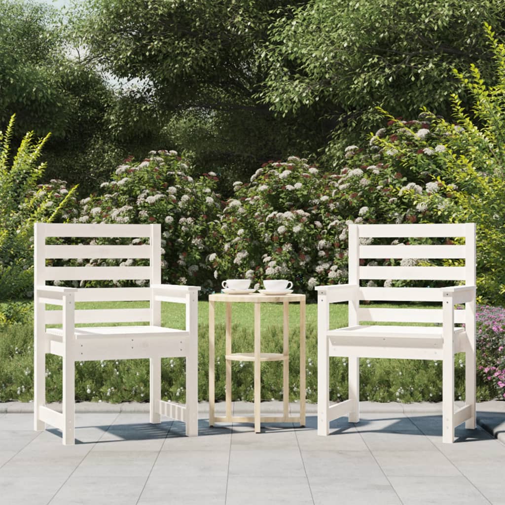 Sedie da Giardino 2pz Bianche 60x48x91cm Legno Massello di Pino