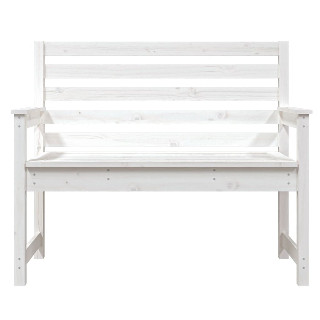 Panca da Giardino Bianca 109x48x91,5 cm Legno Massello di Pino