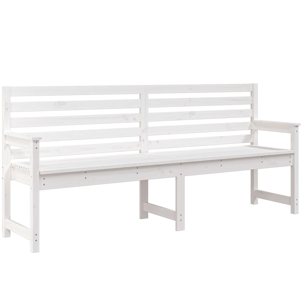 Panca da Giardino Bianca 203,5x48x91,5cm Legno Massello di Pino