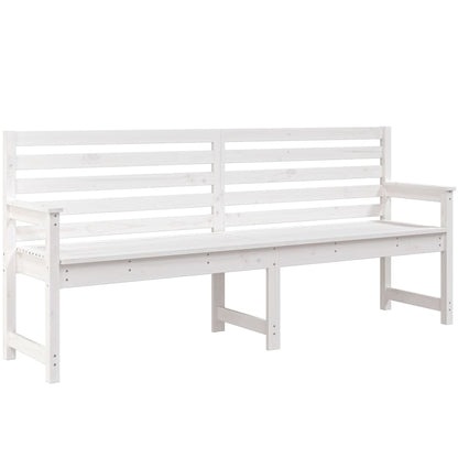 Panca da Giardino Bianca 203,5x48x91,5cm Legno Massello di Pino