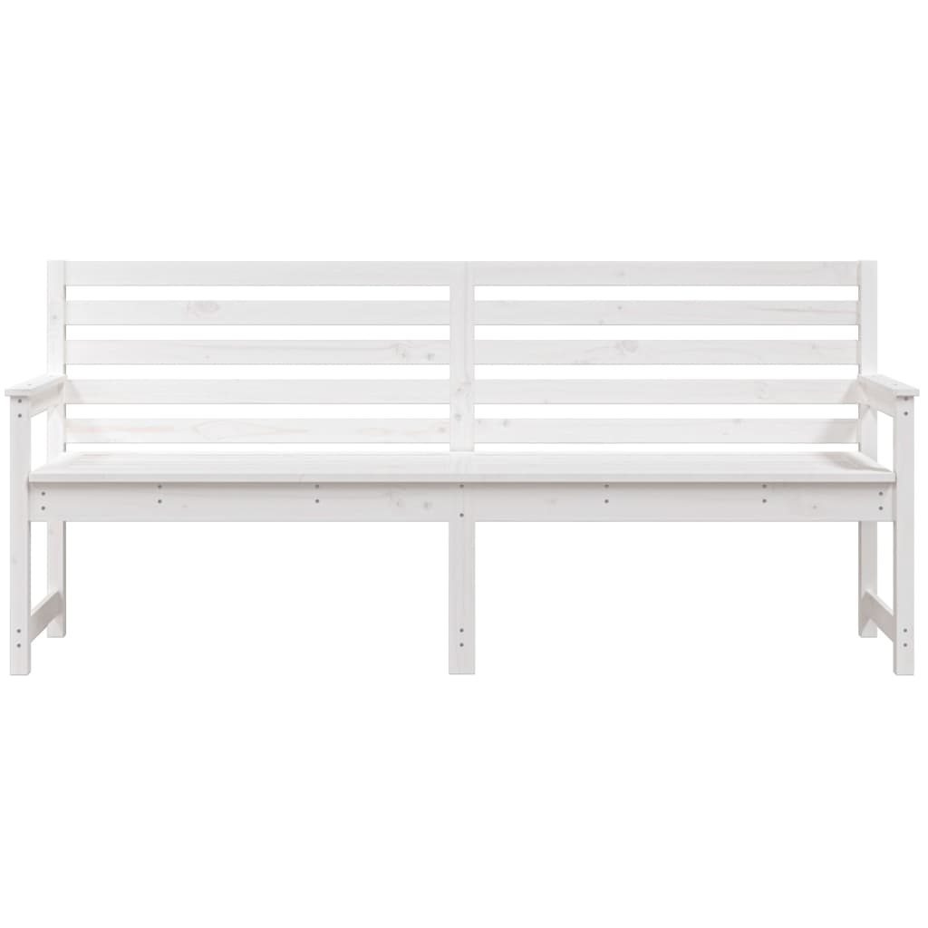 Panca da Giardino Bianca 203,5x48x91,5cm Legno Massello di Pino