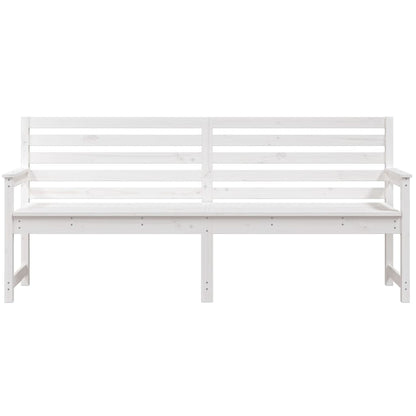 Panca da Giardino Bianca 203,5x48x91,5cm Legno Massello di Pino