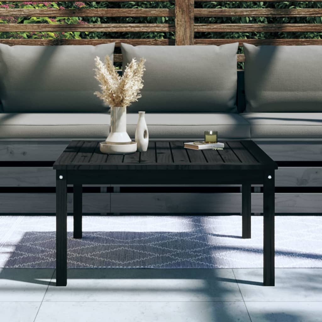 Tavolo da Giardino Nero 82,5x82,5x45 cm Legno Massello di Pino