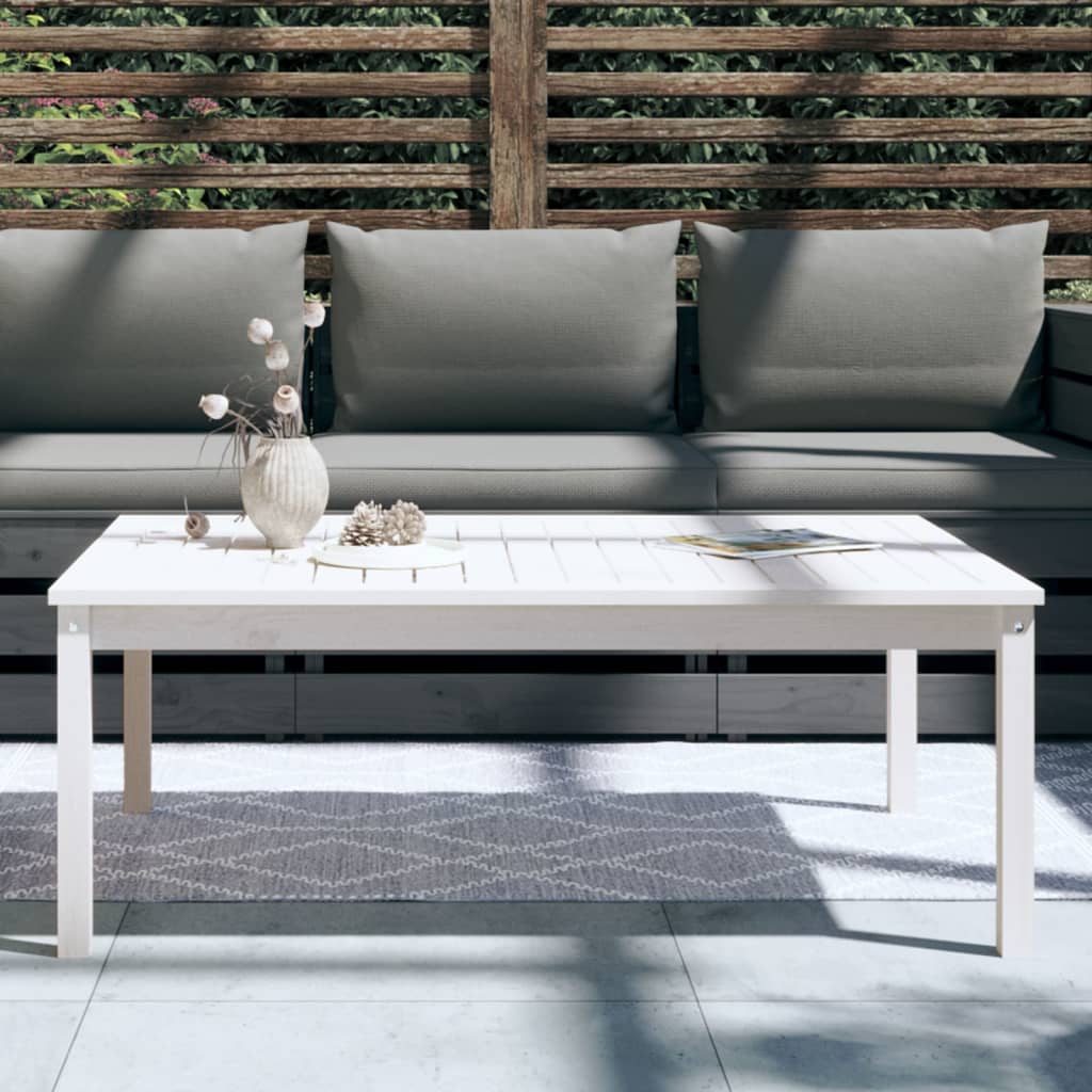 Tavolo da Giardino Bianco 121x82,5x45 cm Legno Massello di Pino