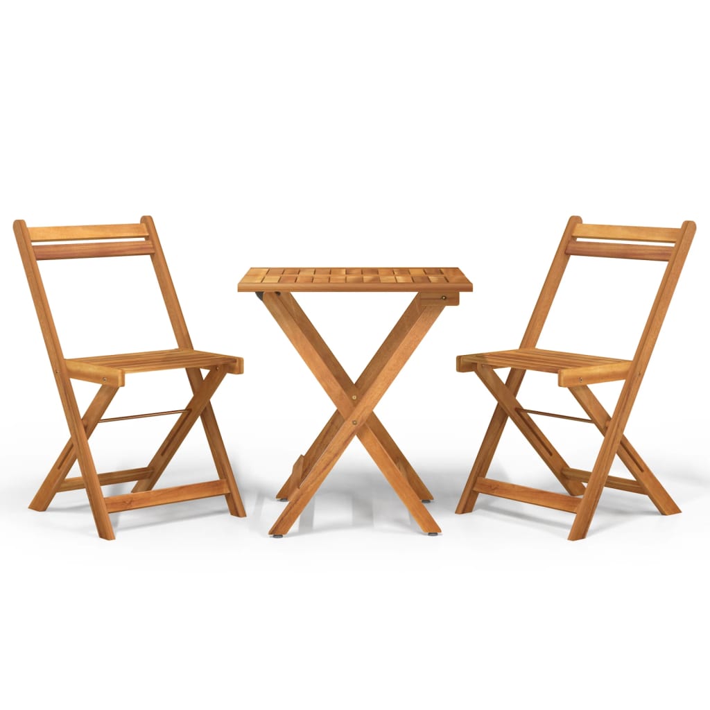 Set BistrÃ² Pieghevole 3pz in Legno Massello di Acacia