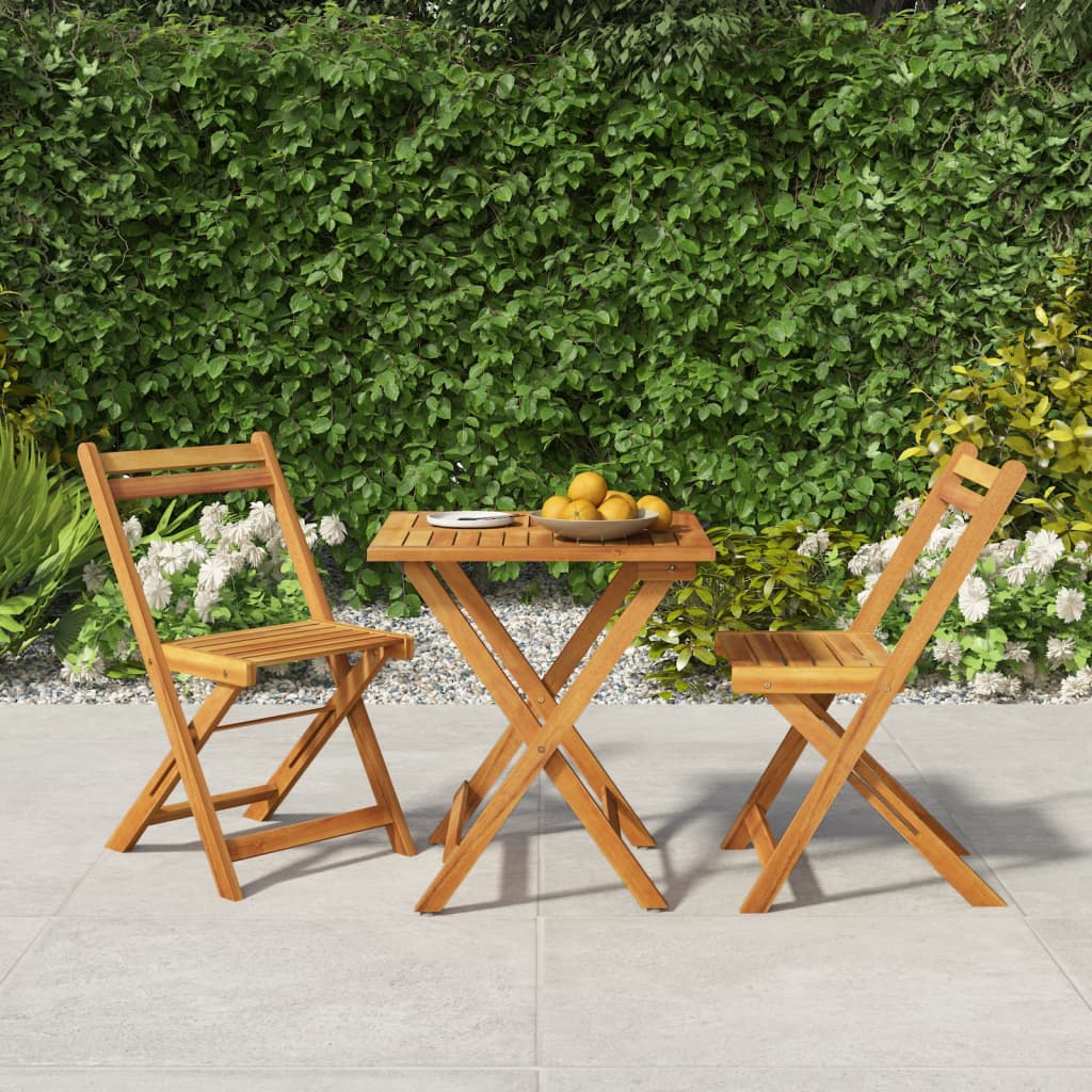 Set BistrÃ² Pieghevole 3pz in Legno Massello di Acacia