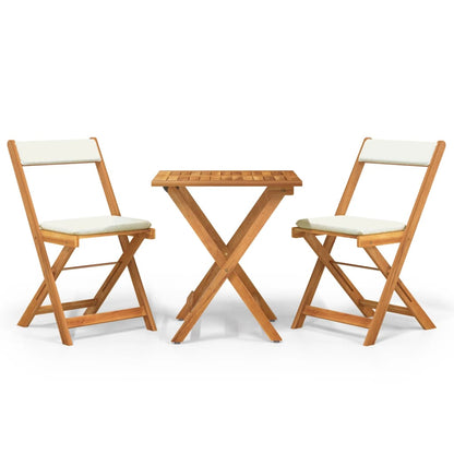 Set da BistrÃ² Pieghevole 3pz con Cuscini Legno Massello Acacia