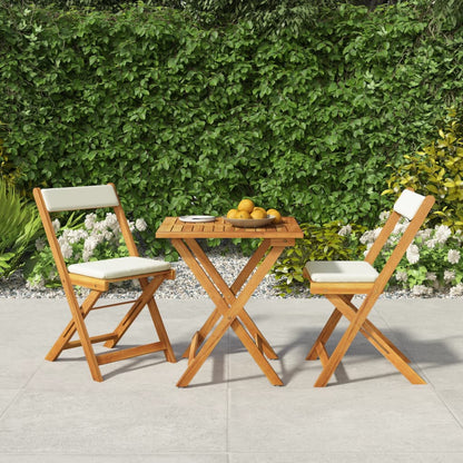 Set da BistrÃ² Pieghevole 3pz con Cuscini Legno Massello Acacia
