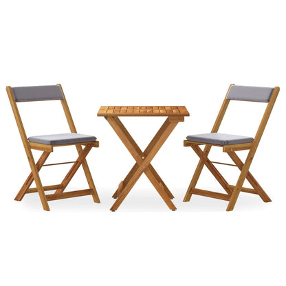 Set da BistrÃ² Pieghevole 3pz con Cuscini Legno Massello Acacia