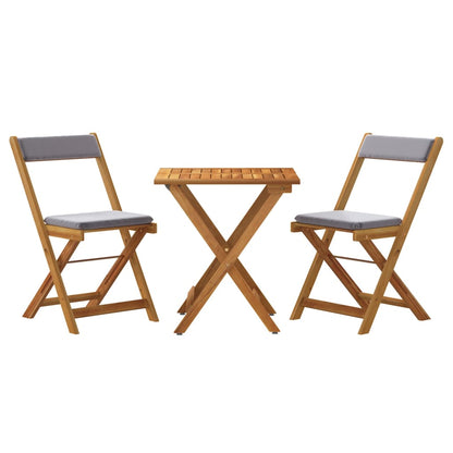 Set da BistrÃ² Pieghevole 3pz con Cuscini Legno Massello Acacia
