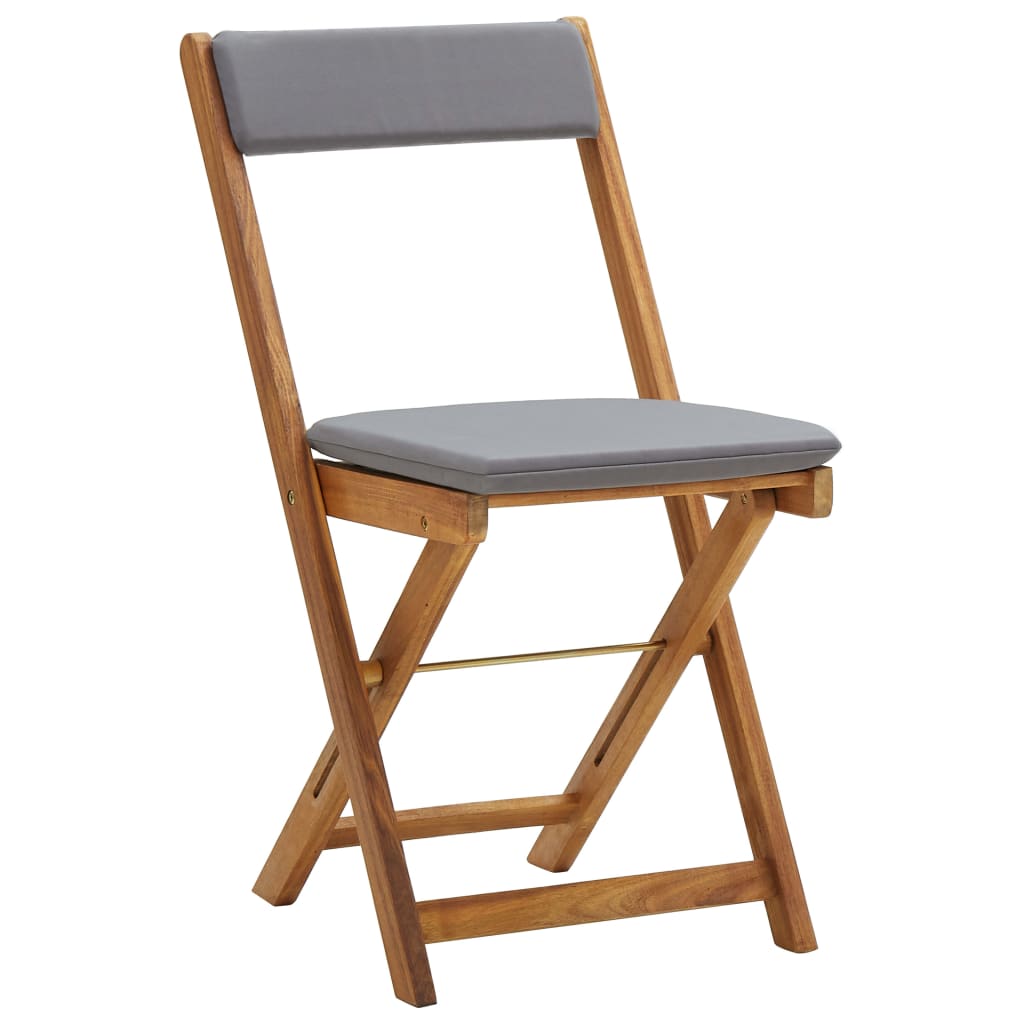 Set da BistrÃ² Pieghevole 3pz con Cuscini Legno Massello Acacia