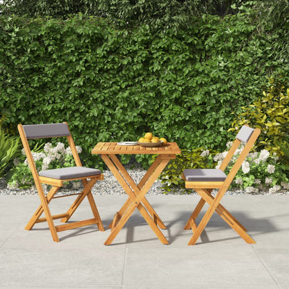 Set da BistrÃ² Pieghevole 3pz con Cuscini Legno Massello Acacia