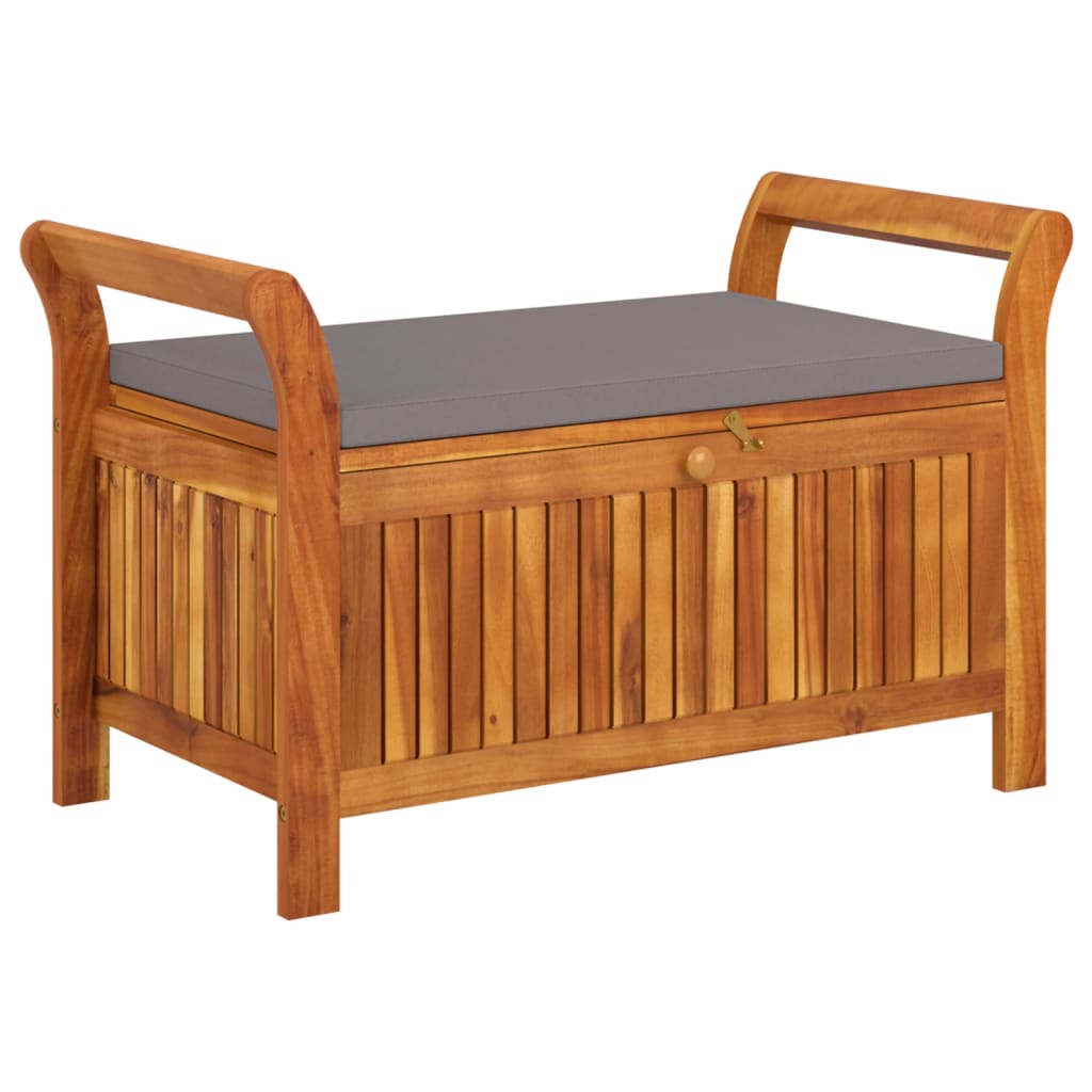Panca Portaoggetti Giardino Cuscino 91 cm Legno Massello Acacia