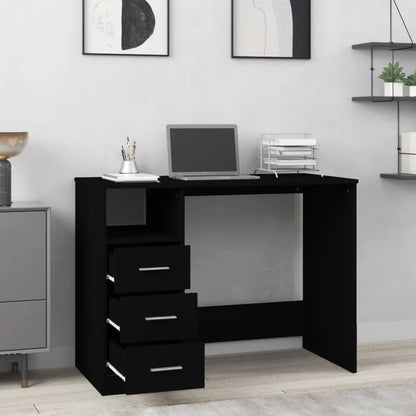 Scrivania con Cassetti Nera 102x50x76 cm in Legno Multistrato