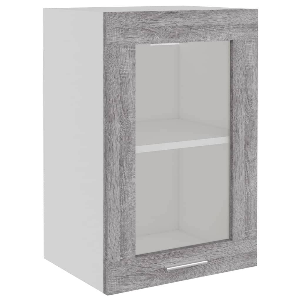 Mobile Pensile Vetro Grigio Sonoma 40x31x60cm Legno Multistrato