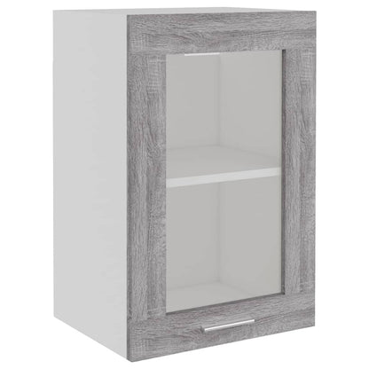 Mobile Pensile Vetro Grigio Sonoma 40x31x60cm Legno Multistrato