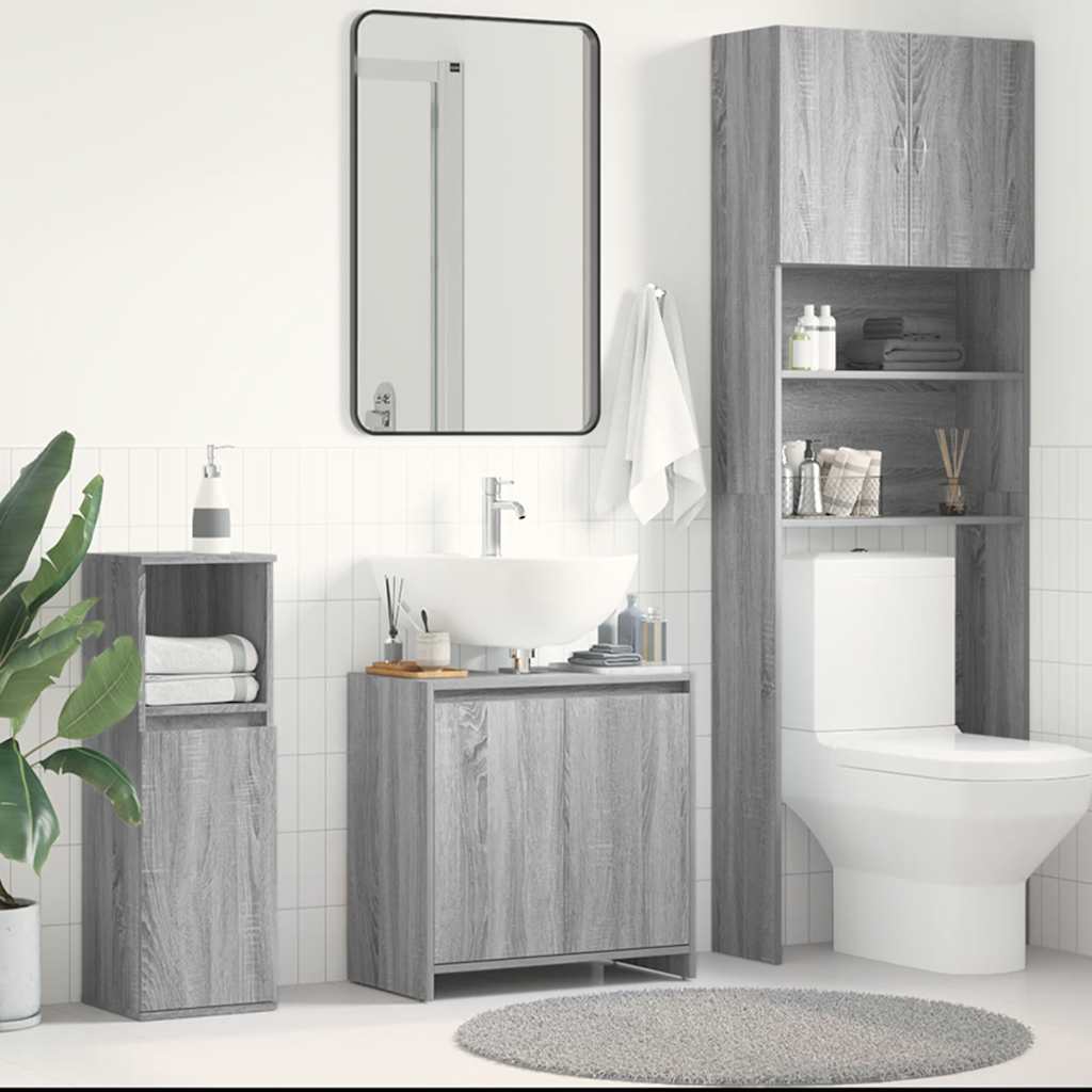 Armadietto Bagno Grigio Sonoma 60x33x61 cm in Legno Multistrato
