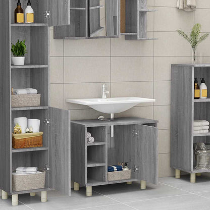 Armadietto Bagno Grigio Sonoma 60x32x53,5 cm Legno Multistrato