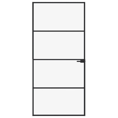 Porta Interna Nera 93x201,5cm Vetro Temperato Alluminio Sottile
