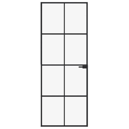 Porta Interna Nera 76x201,5cm Vetro Temperato Alluminio Sottile