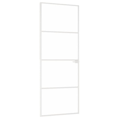 Porta Interna Bianca 76x201,5 cm Vetro Temperato Alluminio Slim