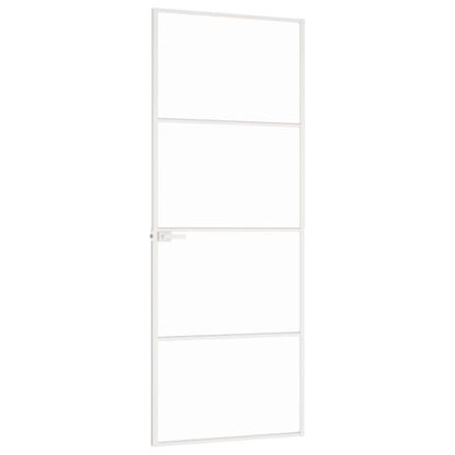Porta Interna Bianca 76x201,5 cm Vetro Temperato Alluminio Slim