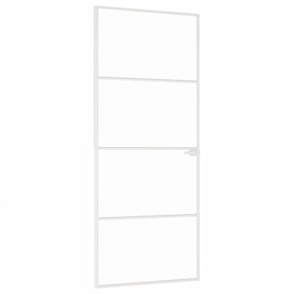 Porta Interna Bianca 83x201,5 cm Vetro Temperato Alluminio Slim
