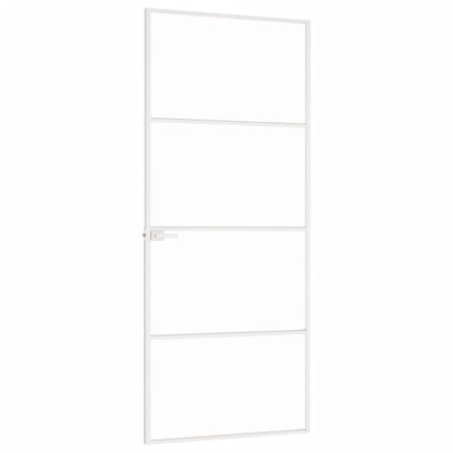 Porta Interna Bianca 83x201,5 cm Vetro Temperato Alluminio Slim