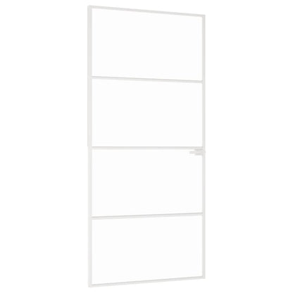 Porta Interna Bianca 93x201,5 cm Vetro Temperato Alluminio Slim