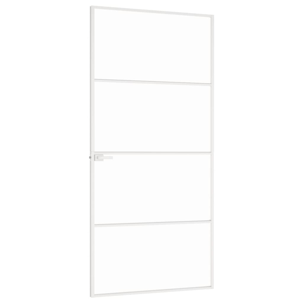 Porta Interna Bianca 93x201,5 cm Vetro Temperato Alluminio Slim